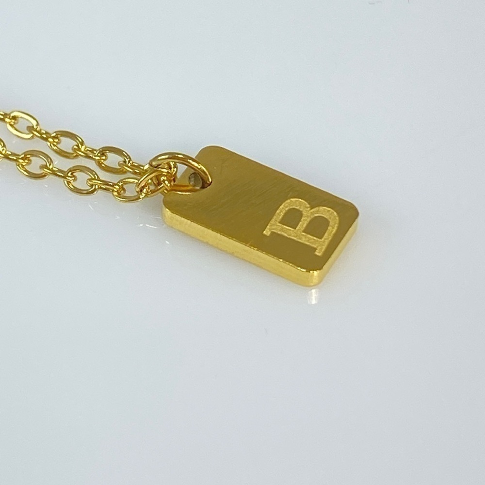 Initial Letter B Tag Necklace